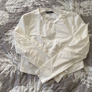 Long sleeve crop top cream color size medium Shein